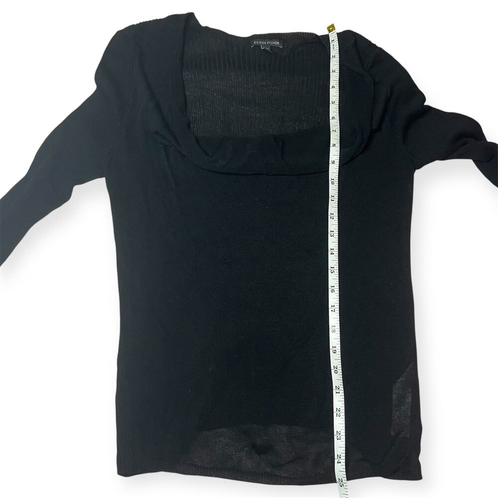 Eileen Fisher 100% Tencel Black Cowl Neck Long Sleeve Lightweight Knit Top Sz S - Picture 9 of 9